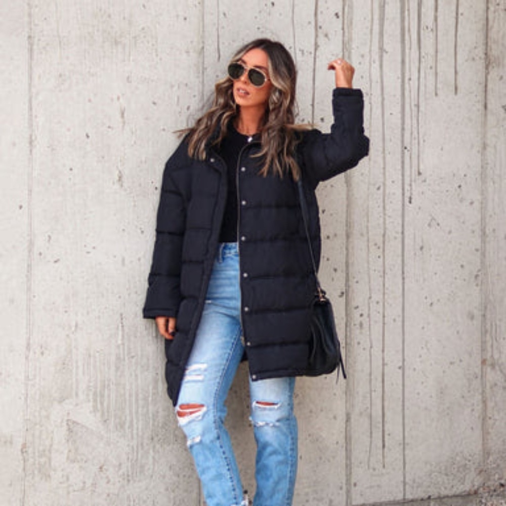 Vici Jacksonia Pocketed Puff Coat - Black - Medium